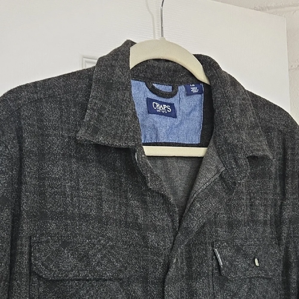 Chaps Charcoal Plaid Men's Shirt Jacket
